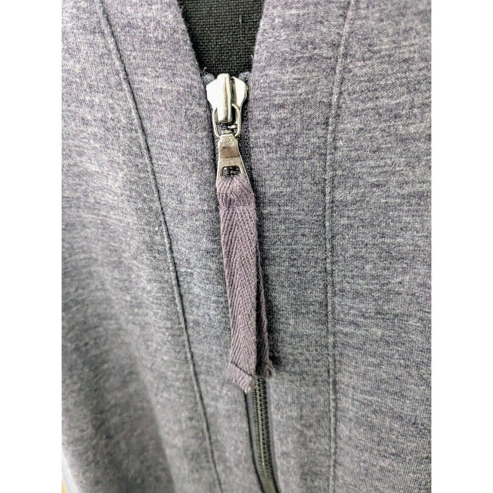 LOGO Lounge Lori Goldstein Cardigan Sz M Oversize Zip Up Gray Purple Lace Back - Picture 6 of 15